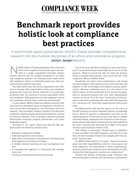 Image for Benchmark report provides holistic look at compliance best practices.pdf