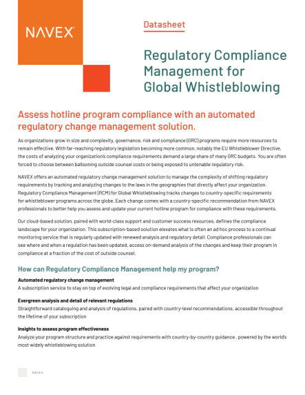 Image for Regulatory Compliance Management for Global Whistleblowing