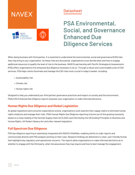 Image for PSA Environmental, Social, and Governance Enhanced Due Diligence Services
